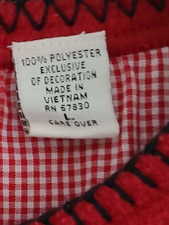 CATHY DANIELS RED FLEECE CHRISTMAS PULLOVER WITH PENGUINS SIZE L - Picture 8 of 9